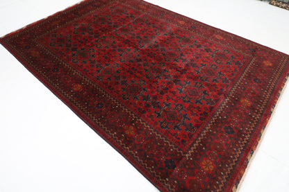 202 x 300 cm | Red Khal Mohammadi Afghan Tribal Hand Knotted Wool Carpet