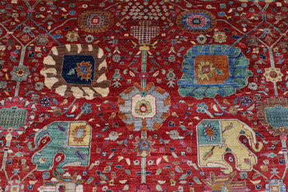 405 x 499 cm | Large Serapi Red Design Hand Knotted Wool Afghan Carpet