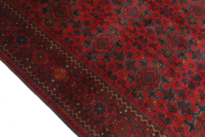 202 x 300 cm | Red Khal Mohammadi Afghan Tribal Hand Knotted Wool Carpet