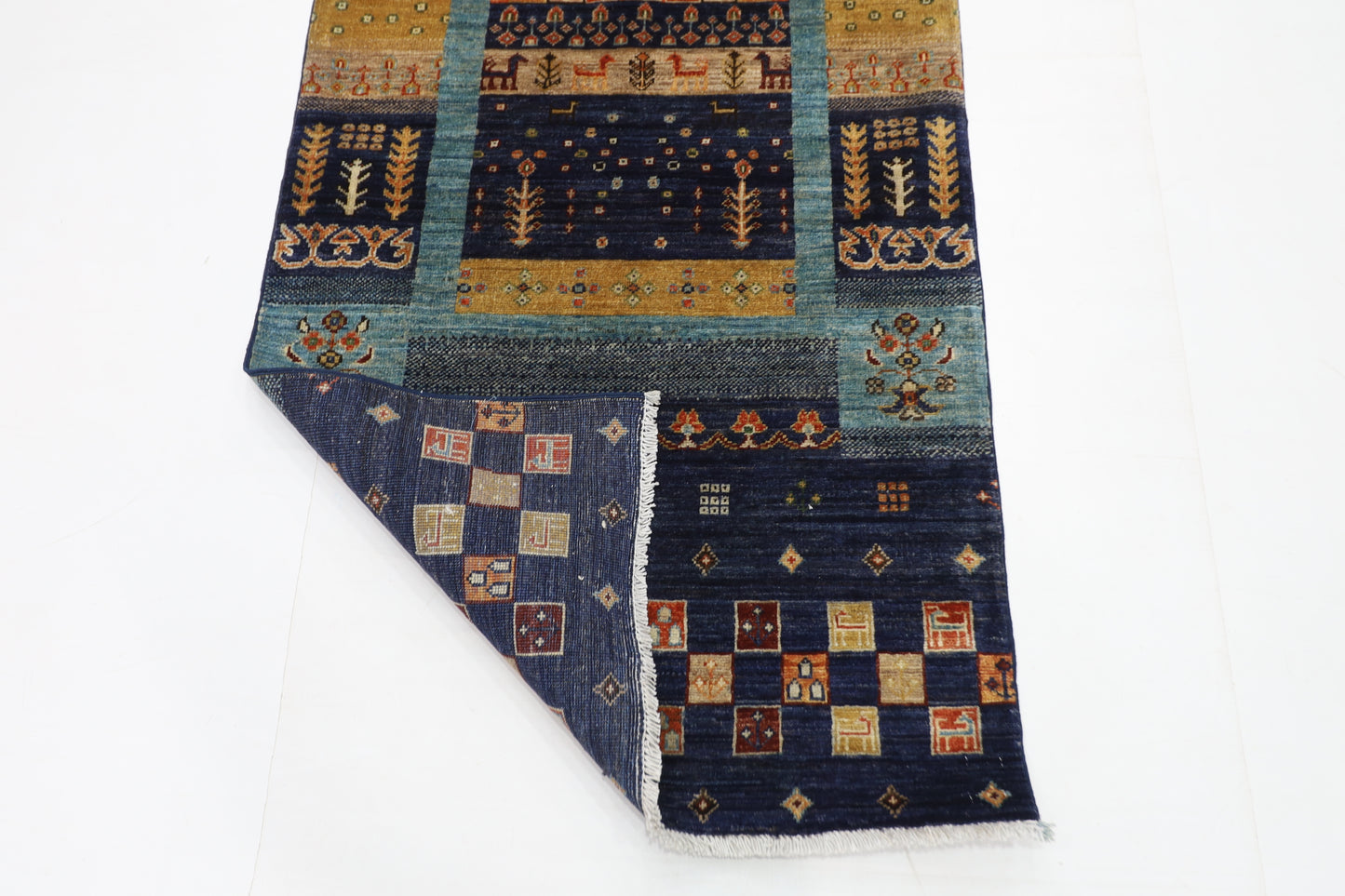 87 x 302 cm | Hallway Tribal gabbeh Rug Afghan Hand Knotted Veg dye Wool carpet