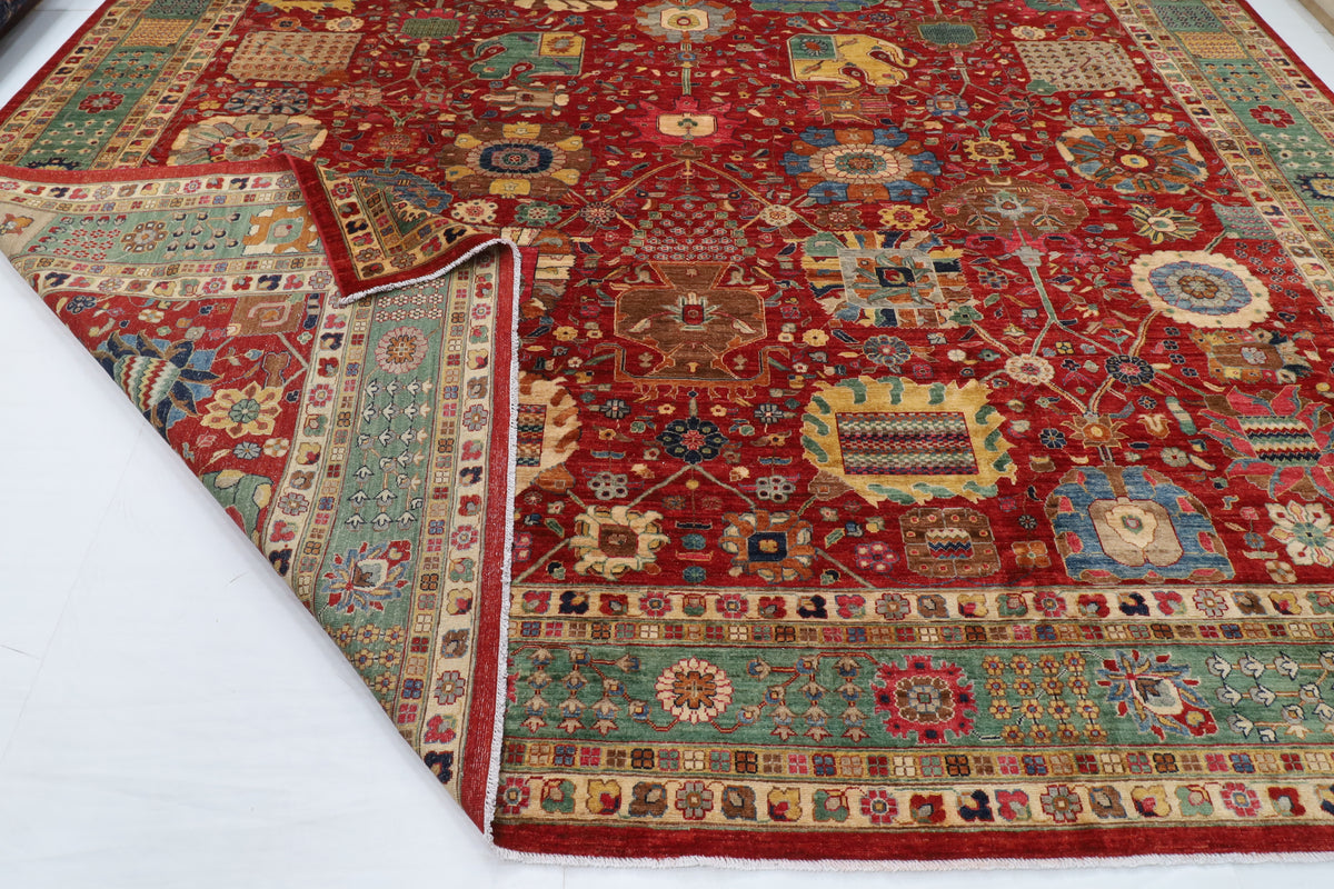 405 x 499 cm | Large Serapi Red Design Hand Knotted Wool Afghan Carpet