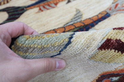 83 x 292 cm | Hallway Tribal Fish beige Rug Afghan Hand Knotted Veg dye Wool carpet