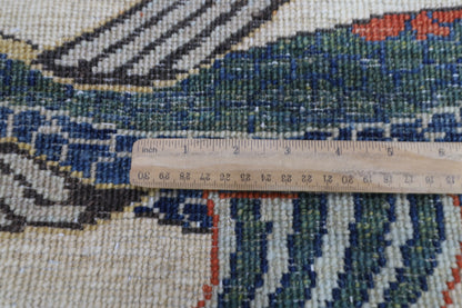 83 x 292 cm | Hallway Tribal Fish beige Rug Afghan Hand Knotted Veg dye Wool carpet