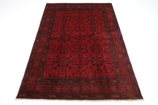 145 x 195 cm | Red Khal Mohammadi Afghan Tribal Hand Knotted Wool Carpet