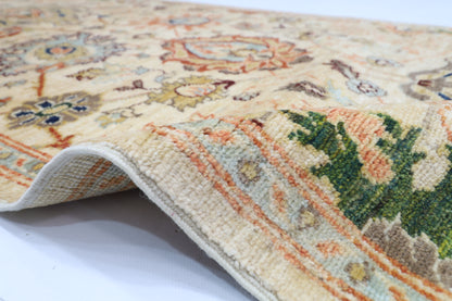 93 x 356 cm | Hallway Tribal beige Rug Afghan Hand Knotted Veg dye Wool carpet