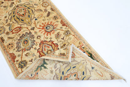 93 x 356 cm | Hallway Tribal beige Rug Afghan Hand Knotted Veg dye Wool carpet