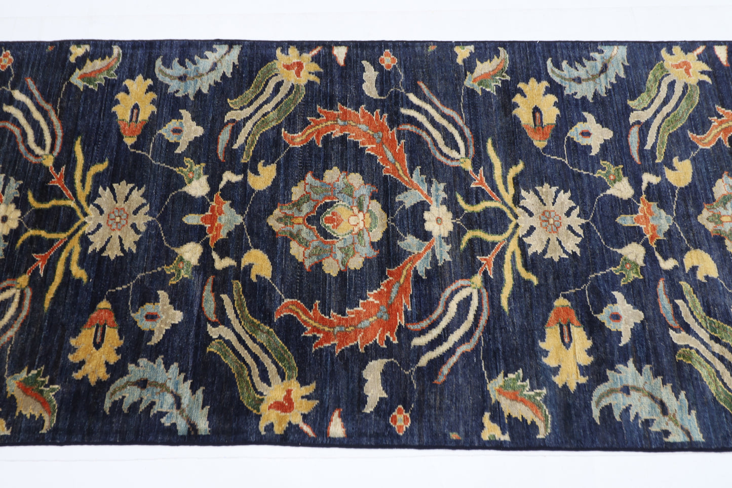 84 x 300 cm | Hallway Tribal suzani Blue Rug Afghan Hand Knotted Veg dye Wool carpet