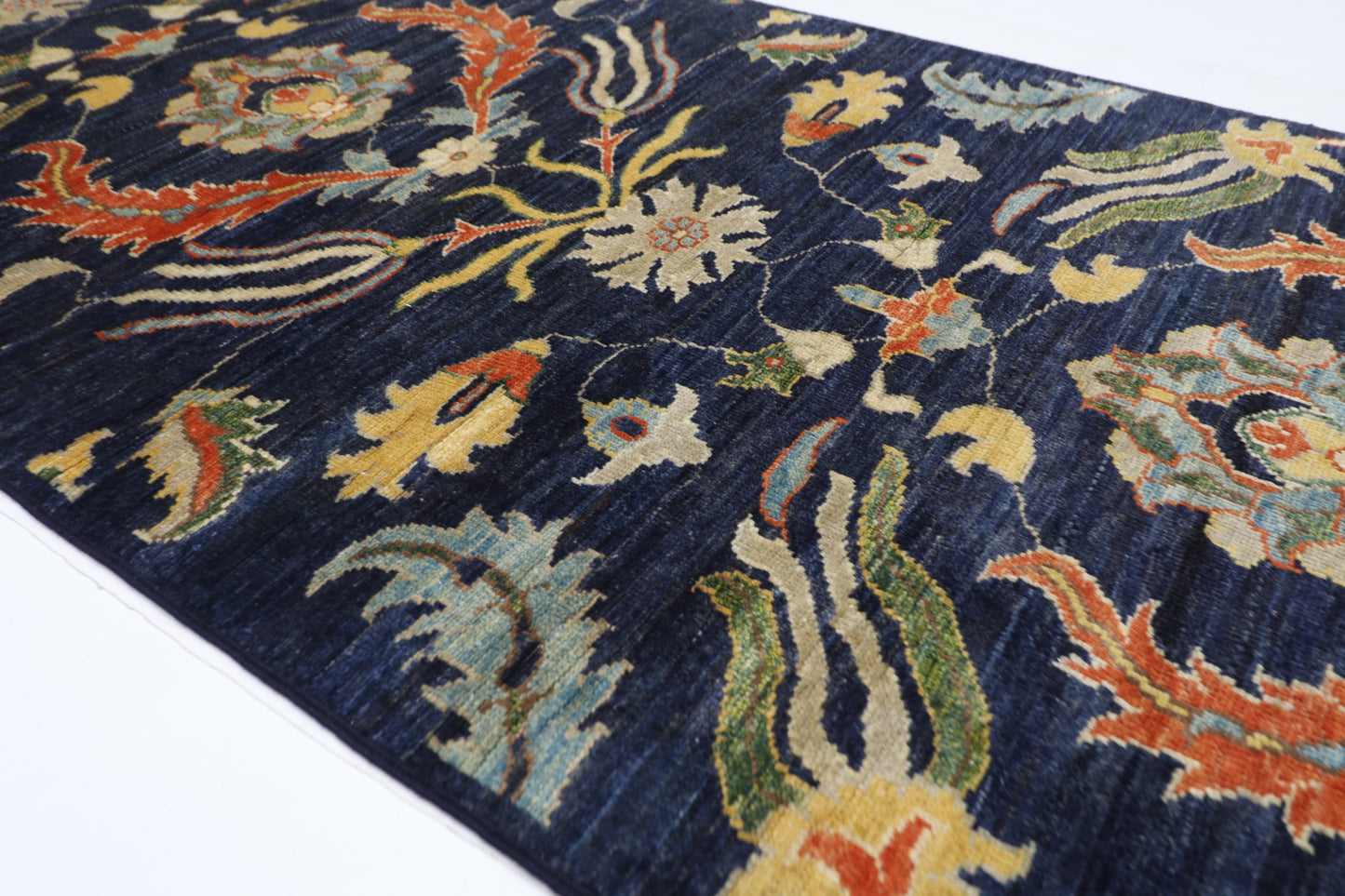 84 x 300 cm | Hallway Tribal suzani Blue Rug Afghan Hand Knotted Veg dye Wool carpet
