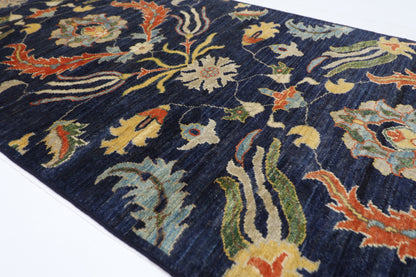 84 x 300 cm | Hallway Tribal suzani Blue Rug Afghan Hand Knotted Veg dye Wool carpet