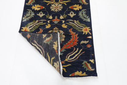 84 x 300 cm | Hallway Tribal suzani Blue Rug Afghan Hand Knotted Veg dye Wool carpet