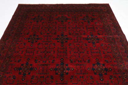 204 x 298 cm | Red Khal Mohammadi Afghan Tribal Hand Knotted Wool Carpet