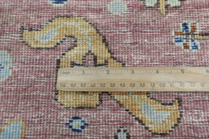 87 x 416 cm | Hallway Floral Pink Rug Afghan Hand Knotted Veg dye Wool carpet