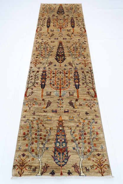 83 x 291 cm | Hallway Tree of life Rug Afghan Hand Knotted Veg dye Wool carpet