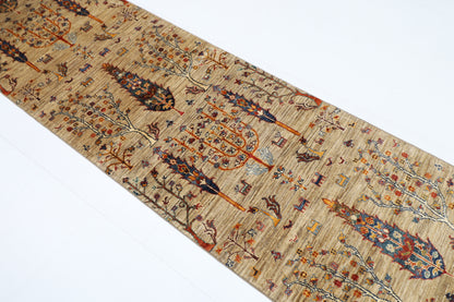 83 x 291 cm | Hallway Tree of life Rug Afghan Hand Knotted Veg dye Wool carpet