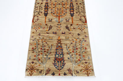 83 x 291 cm | Hallway Tree of life Rug Afghan Hand Knotted Veg dye Wool carpet
