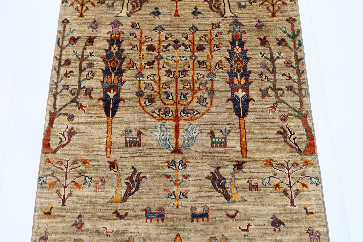 83 x 291 cm | Hallway Tree of life Rug Afghan Hand Knotted Veg dye Wool carpet