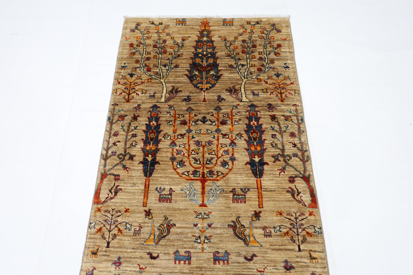 83 x 291 cm | Hallway Tree of life Rug Afghan Hand Knotted Veg dye Wool carpet