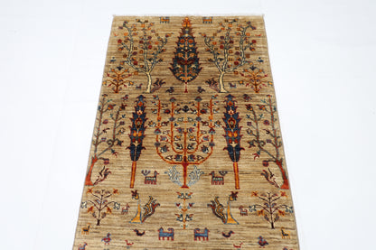 83 x 291 cm | Hallway Tree of life Rug Afghan Hand Knotted Veg dye Wool carpet