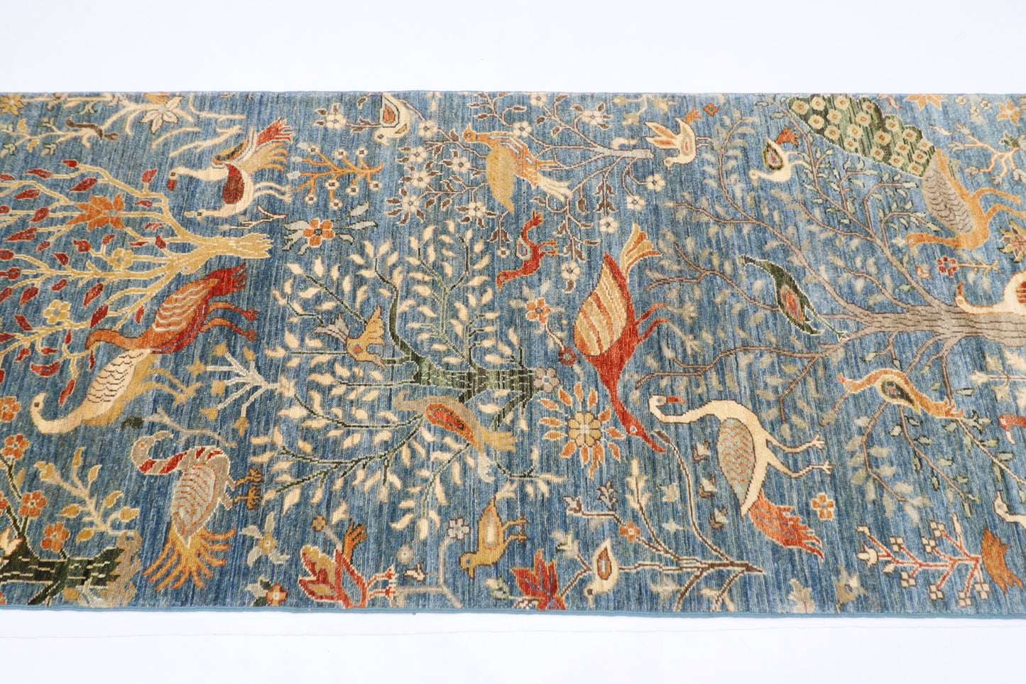 100 x 388 cm | Hallway Tree of life beige Rug Afghan Hand Knotted Veg dye Wool carpet