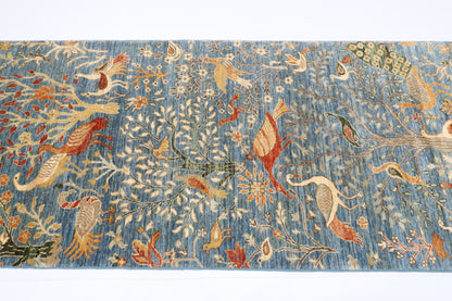 100 x 388 cm | Hallway Tree of life beige Rug Afghan Hand Knotted Veg dye Wool carpet
