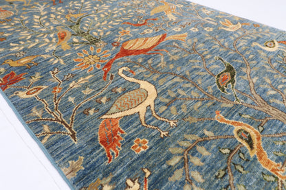 100 x 388 cm | Hallway Tree of life beige Rug Afghan Hand Knotted Veg dye Wool carpet