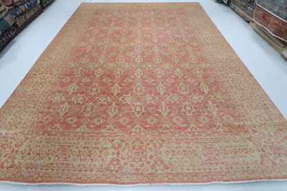 306 x 420 cm | Floral Pink Design Hand Knotted Wool Afghan Carpet