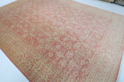 306 x 420 cm | Floral Pink Design Hand Knotted Wool Afghan Carpet