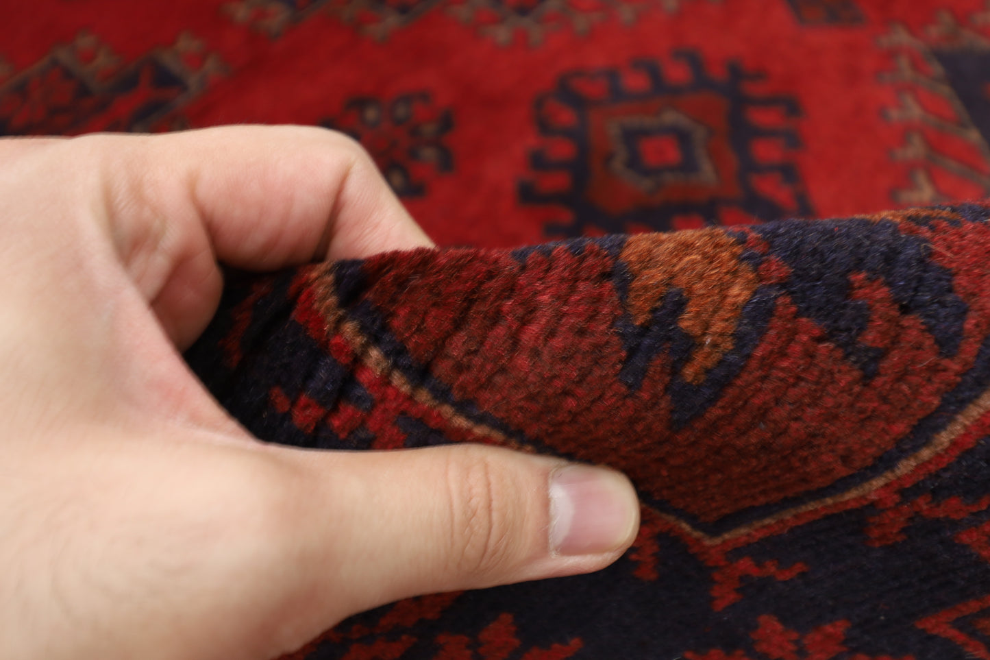 128 x 193 cm | Red Khal Mohammadi Afghan Tribal Hand Knotted Wool Carpet