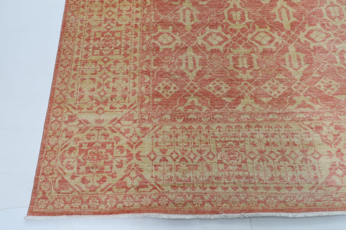 306 x 420 cm | Floral Pink Design Hand Knotted Wool Afghan Carpet