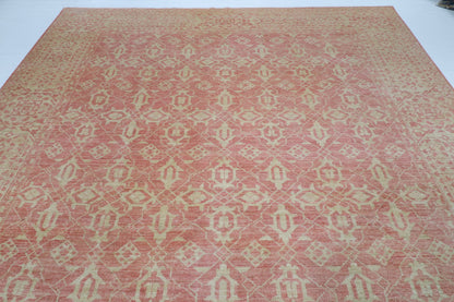 306 x 420 cm | Floral Pink Design Hand Knotted Wool Afghan Carpet