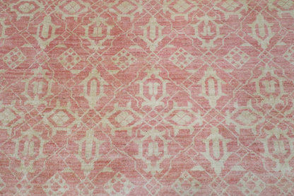 306 x 420 cm | Floral Pink Design Hand Knotted Wool Afghan Carpet