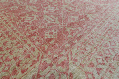 306 x 420 cm | Floral Pink Design Hand Knotted Wool Afghan Carpet