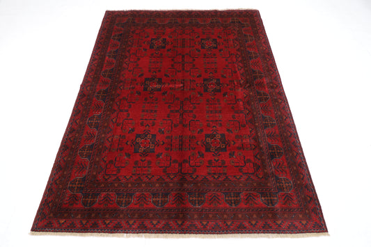 155 x 200 cm | Red Khal Mohammadi Afghan Tribal Hand Knotted Wool Carpet