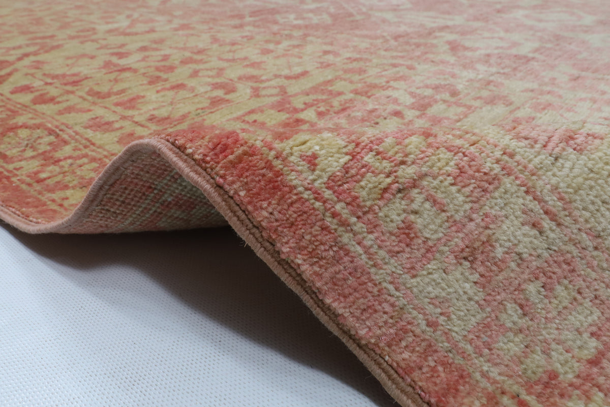 306 x 420 cm | Floral Pink Design Hand Knotted Wool Afghan Carpet