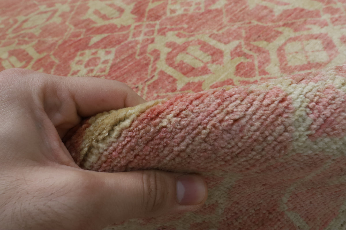 306 x 420 cm | Floral Pink Design Hand Knotted Wool Afghan Carpet