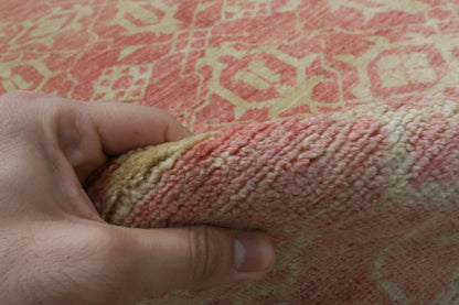 306 x 420 cm | Floral Pink Design Hand Knotted Wool Afghan Carpet