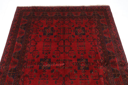 155 x 200 cm | Red Khal Mohammadi Afghan Tribal Hand Knotted Wool Carpet