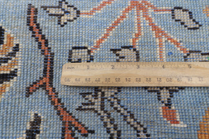 84 x 481 cm | Hallway large birds Blue Rug Afghan Hand Knotted Veg dye Wool carpet