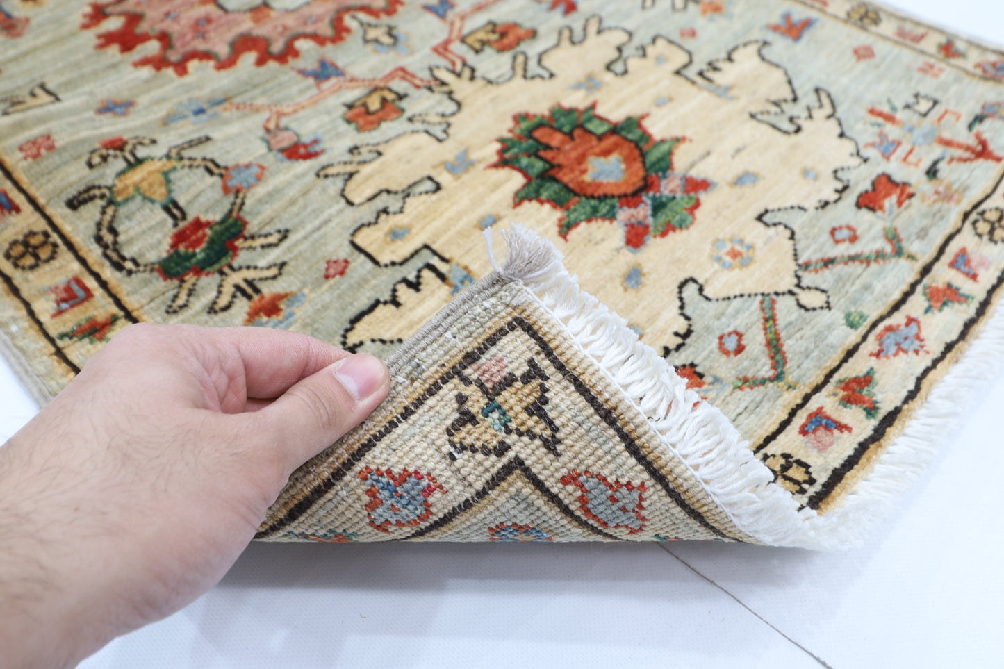 61 x 176 cm | Hallway bidjar Gray Rug Afghan Hand Knotted Veg dye Wool carpet