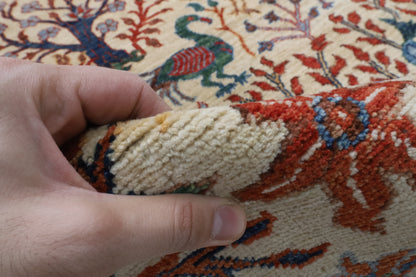 197 x 300 cm | Birds Beige Design Hand Knotted Wool Afghan Carpet