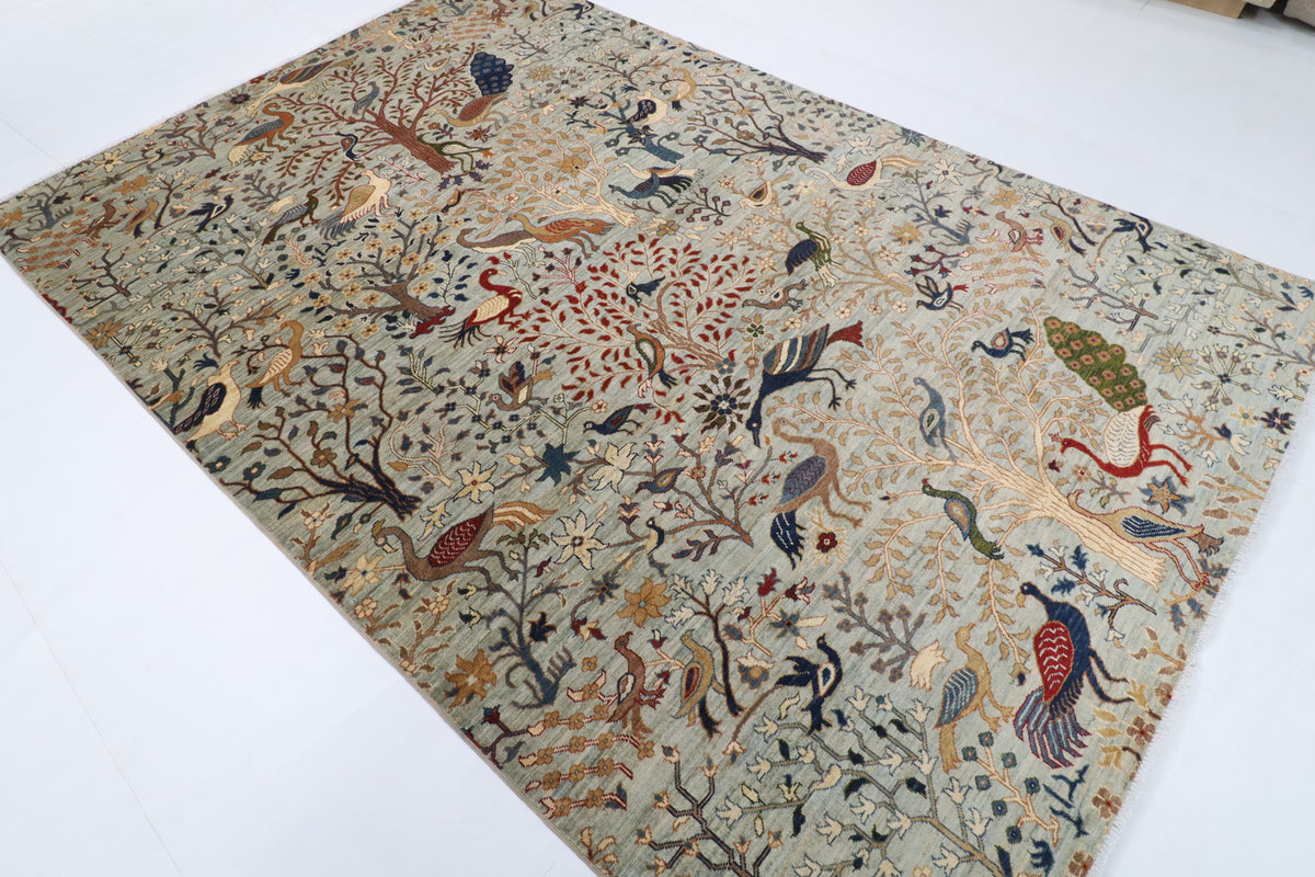 200 x 300 cm | Birds Design Hand Knotted Wool Afghan Carpet