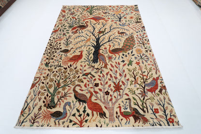 176 x 250 cm | Birds Design Hand Knotted Wool Afghan Carpet