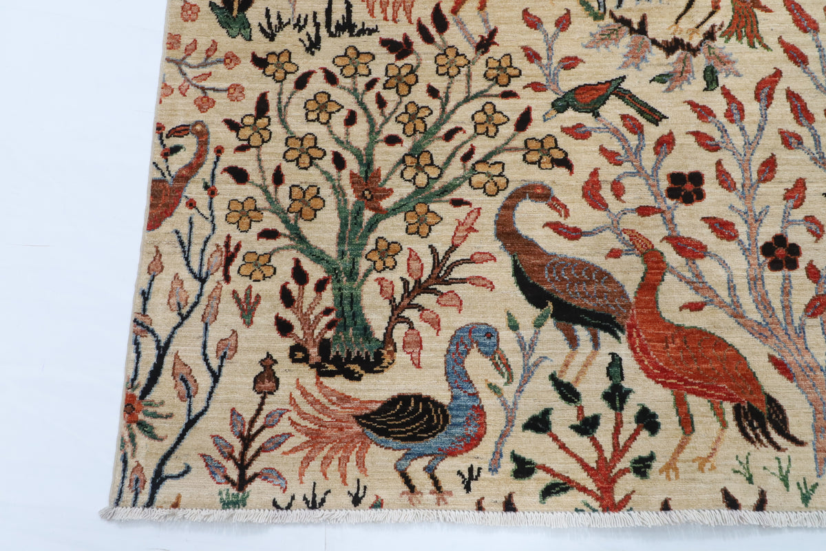176 x 250 cm | Birds Design Hand Knotted Wool Afghan Carpet