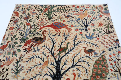 176 x 250 cm | Birds Design Hand Knotted Wool Afghan Carpet