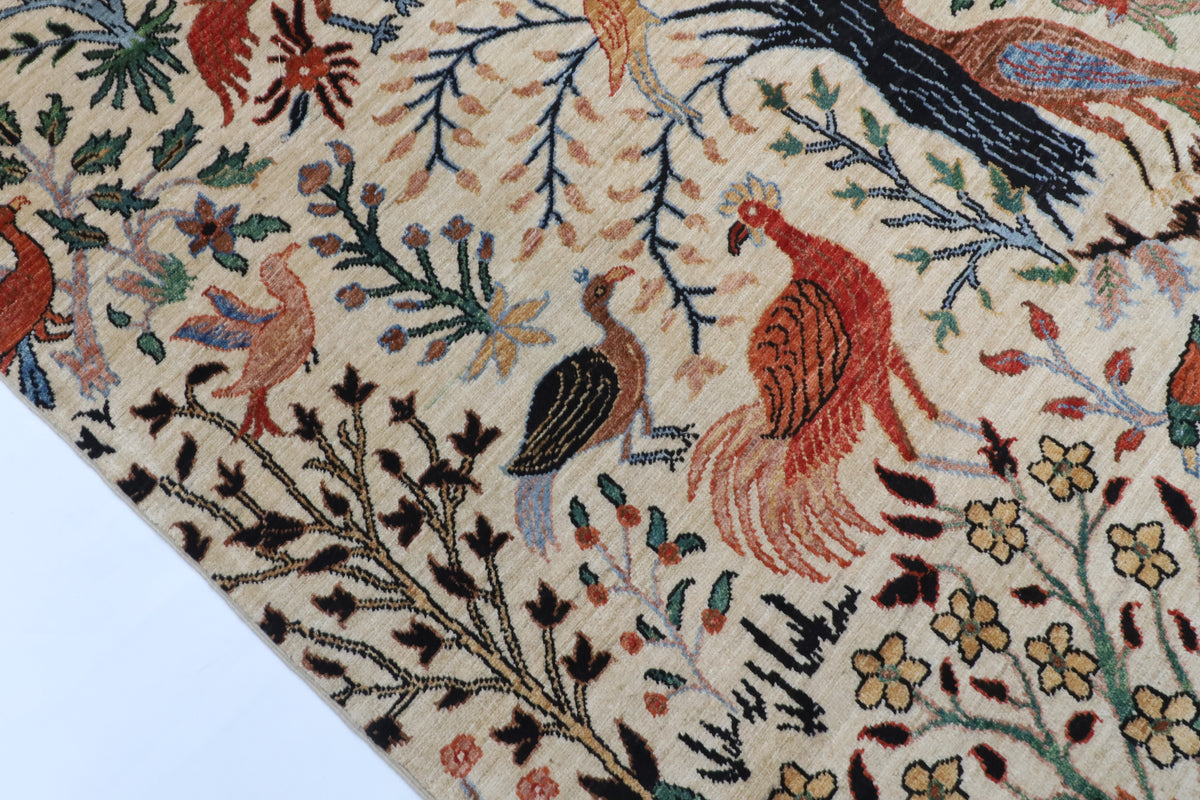 176 x 250 cm | Birds Design Hand Knotted Wool Afghan Carpet