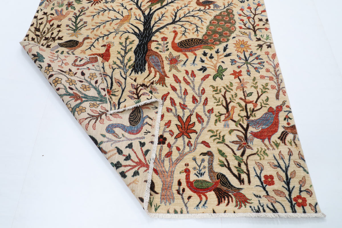 176 x 250 cm | Birds Design Hand Knotted Wool Afghan Carpet