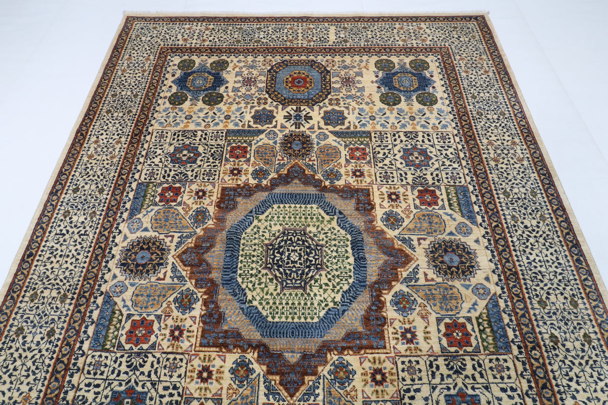 200 x 294 cm | Mamluk Design Hand Knotted Wool Afghan Carpet