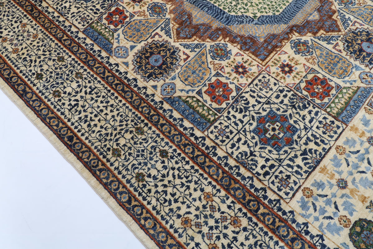 200 x 294 cm | Mamluk Design Hand Knotted Wool Afghan Carpet