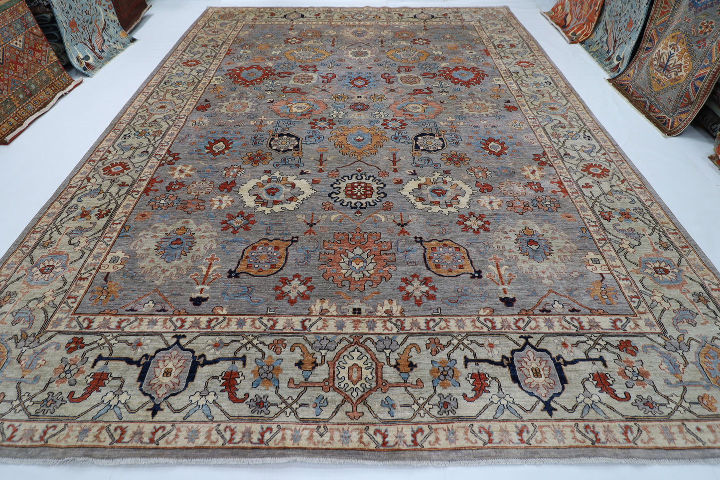 315 x 422 cm | Bidjar Gray Large Area Rug Afghan Hand Knotted Veg Dye Wool carpet