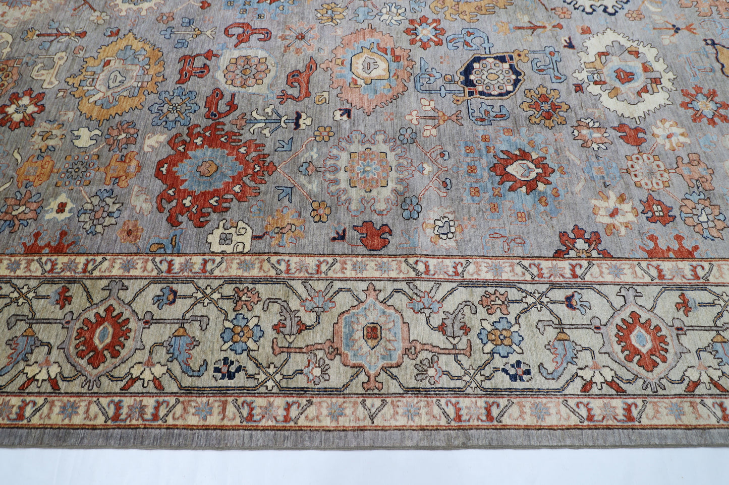 315 x 422 cm | Bidjar Gray Large Area Rug Afghan Hand Knotted Veg Dye Wool carpet